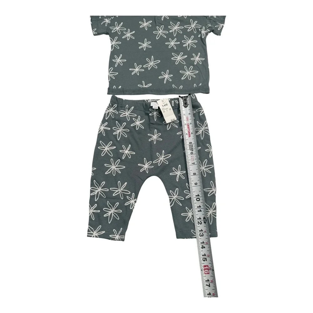 GRAYSON Mini Gray Blue Floral‎ T-Shirt & Pants Set - Size 3-6M - NWT